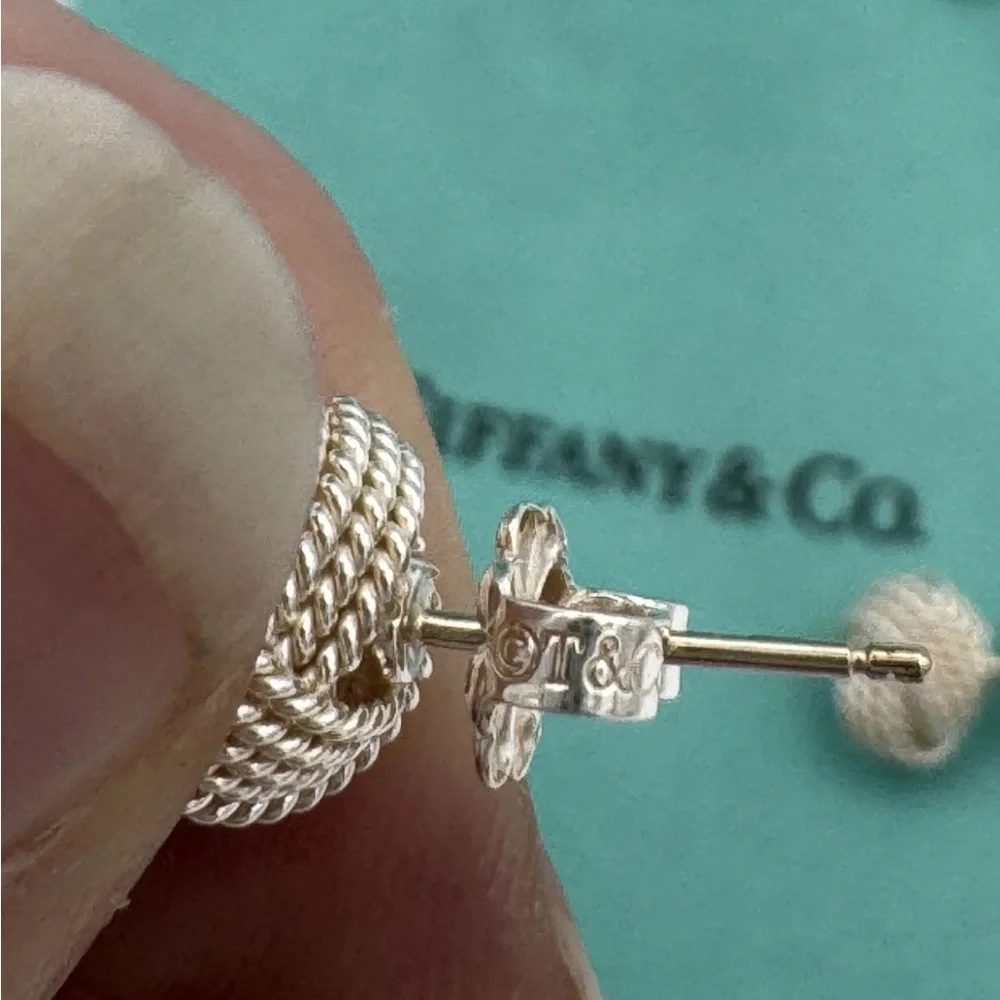Tiffany & Co. Vintage 925 SilverTwist Knot Stud Earrings w/Pouch! 💯 % Authentic! - Picture 5 of 6